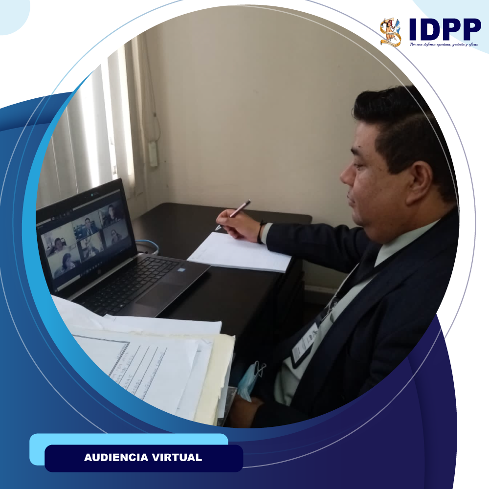 Defensor público de la Coordinación Departamental del IDPP en audiencia virtual.