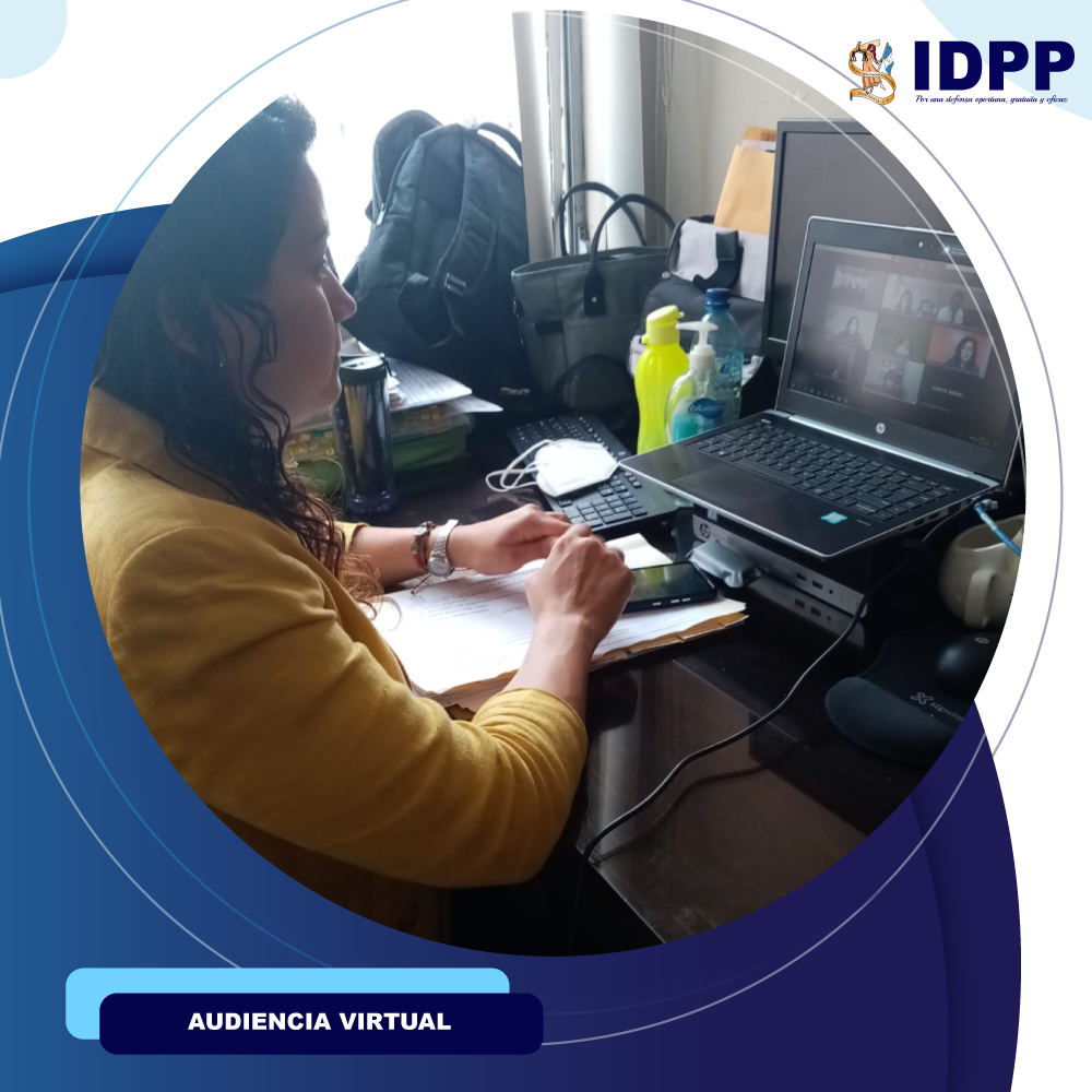 Desarrollo de audiencia virtual por defensora pública de la Coordinación Departamental del IDPP.