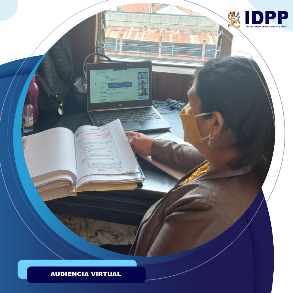 Defensora pública de la Coordinación Departamental del IDPP en desarrollo de audiencia virtual.